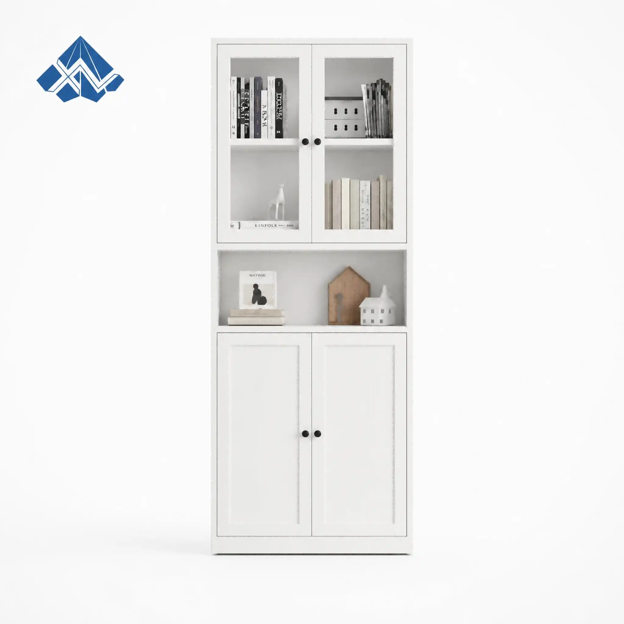Steel Double Glass Door Bookcase
